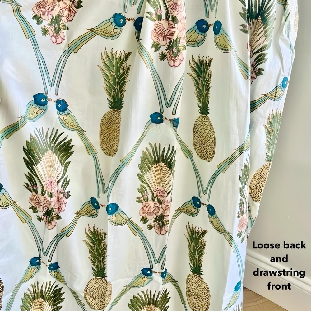 NEW Hand Block Printed Indian Cotton Kaftan Beach Coverup Nightgown Maxi Dress - Picture 4 of 10